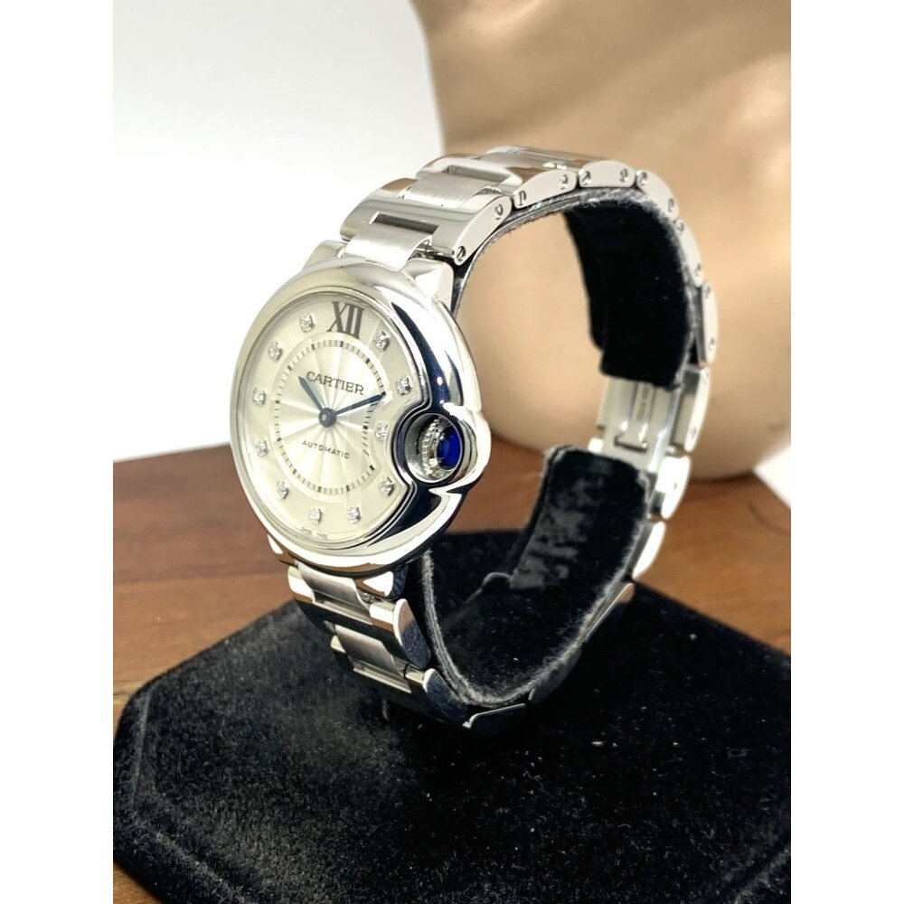 Cartier Ballon Bleu Women's Watch 3489 Swiss Automatic Diamond Dial Steel 33mm - Picture 2 of 14
